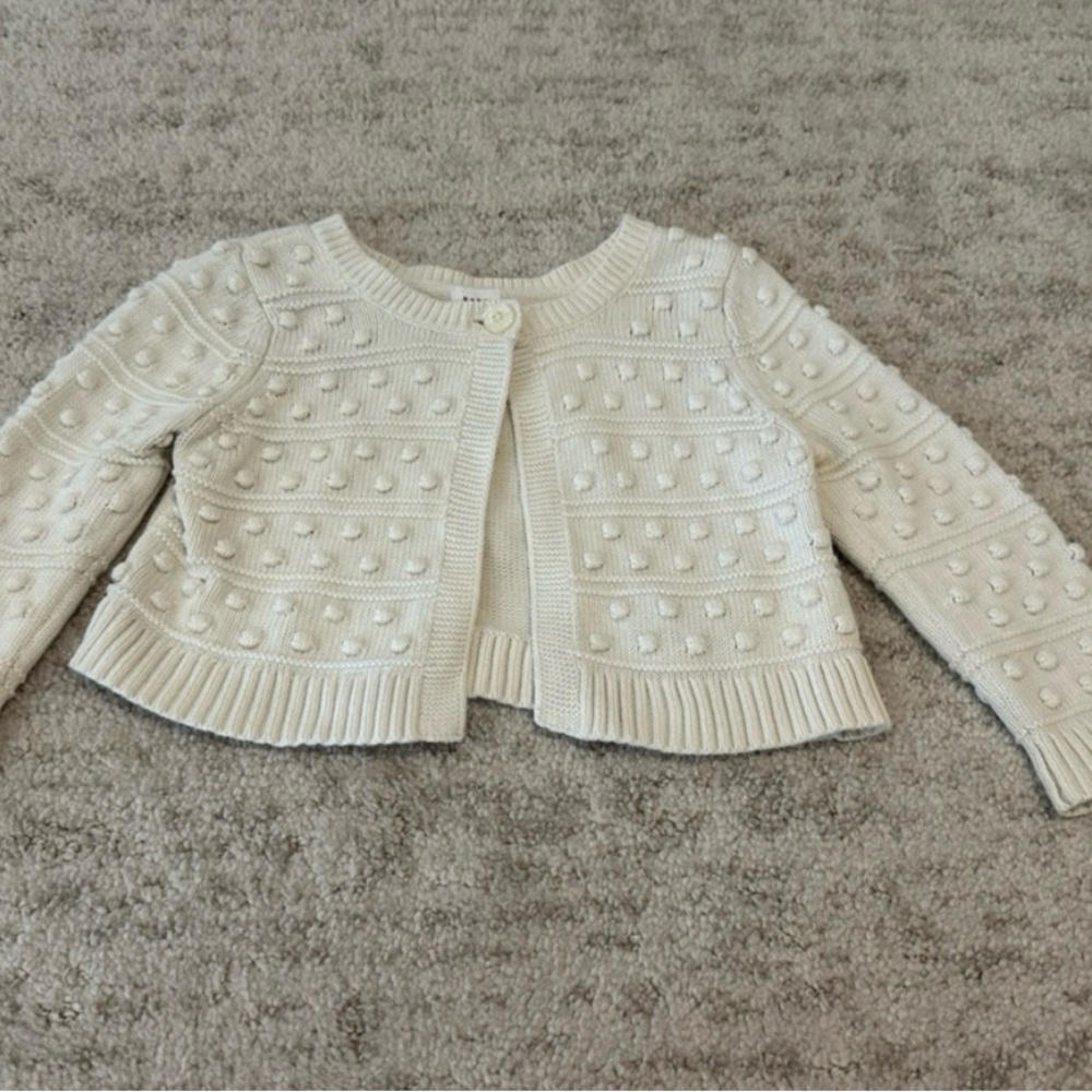 Cream Textured Knit Cardigan